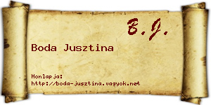 Boda Jusztina névjegykártya
